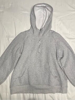 Gray Half-Zip Hooded Sweatshirt